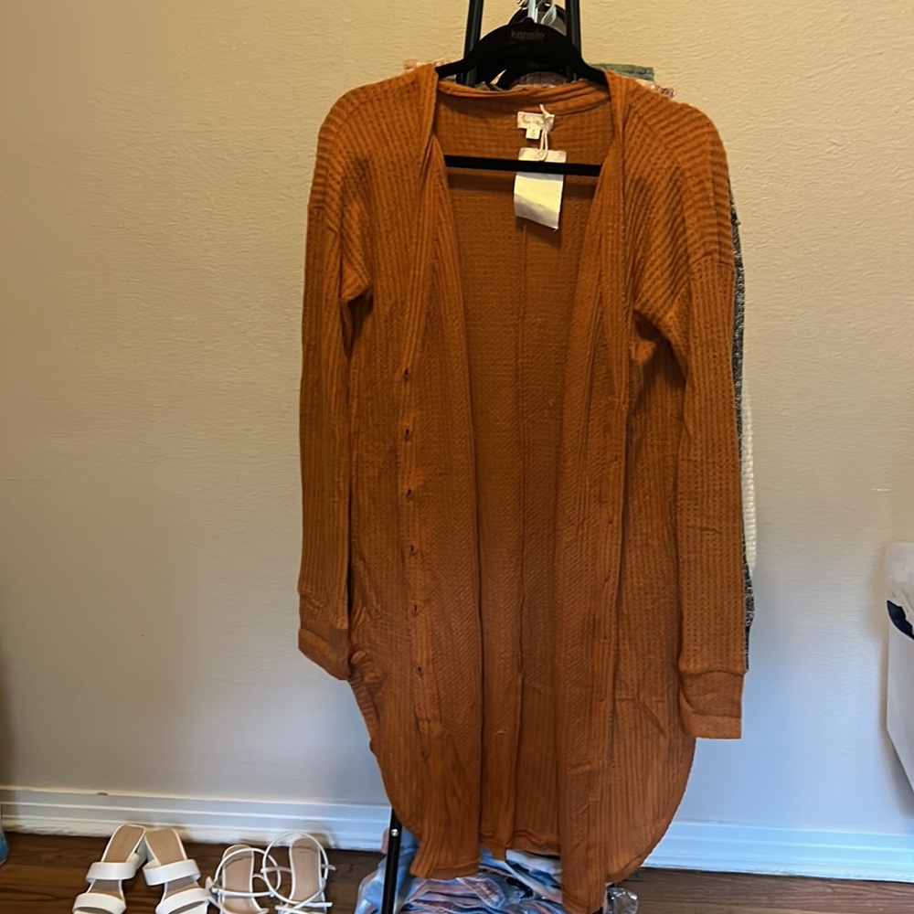 Waffle knit cardigan